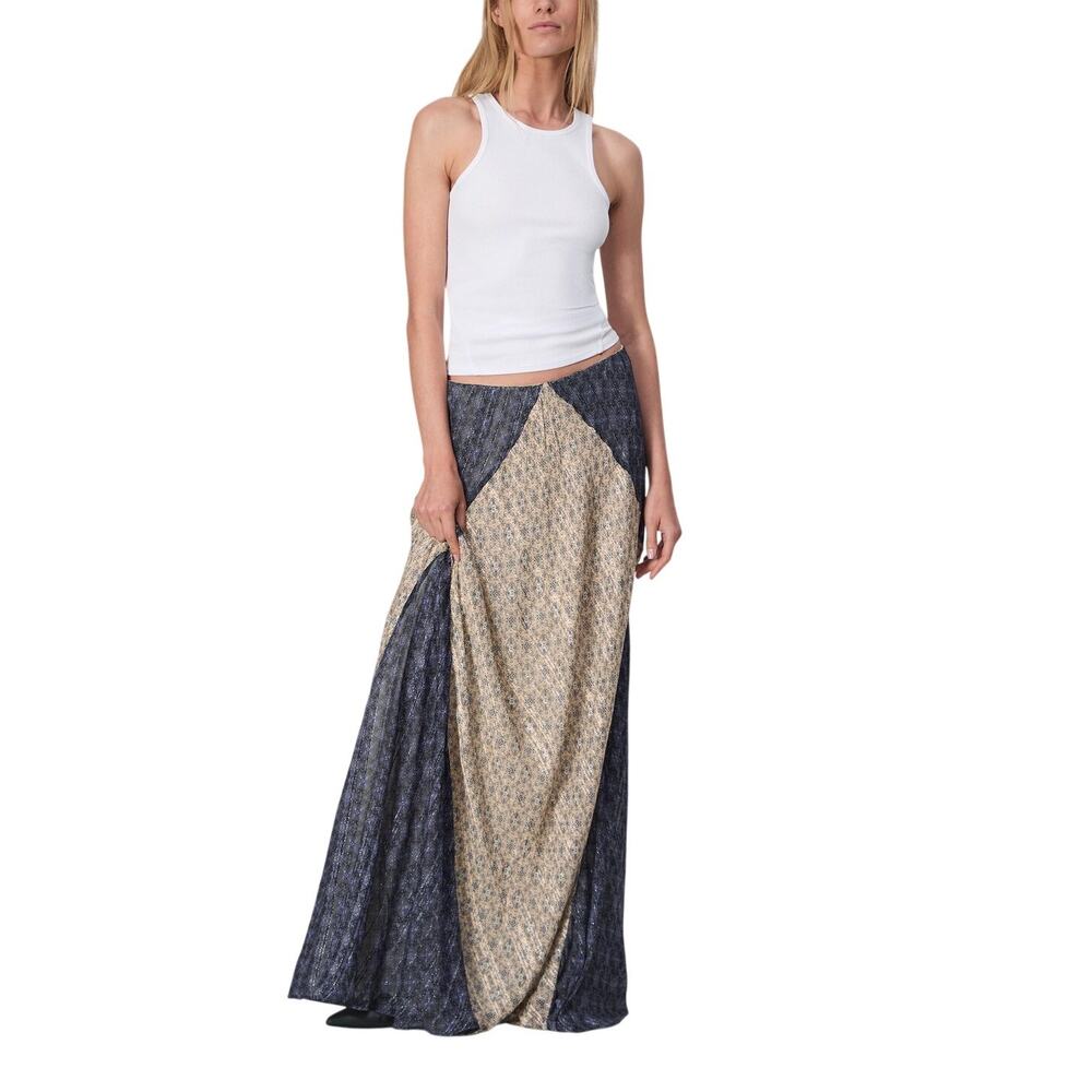 Rag & Bone Pleated Multicolor Delancy Viscose Skirt Size M